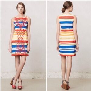 Anthropologie Tabitha Striped Embroidered Shift Dress